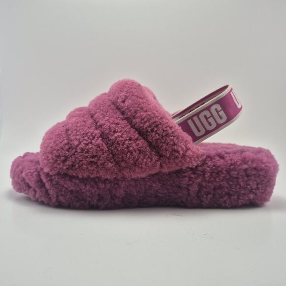 UGG "Fluff Yeah" Fuchsia Pink Womens Slides/Slippers Size 9 - Picture 2 of 12